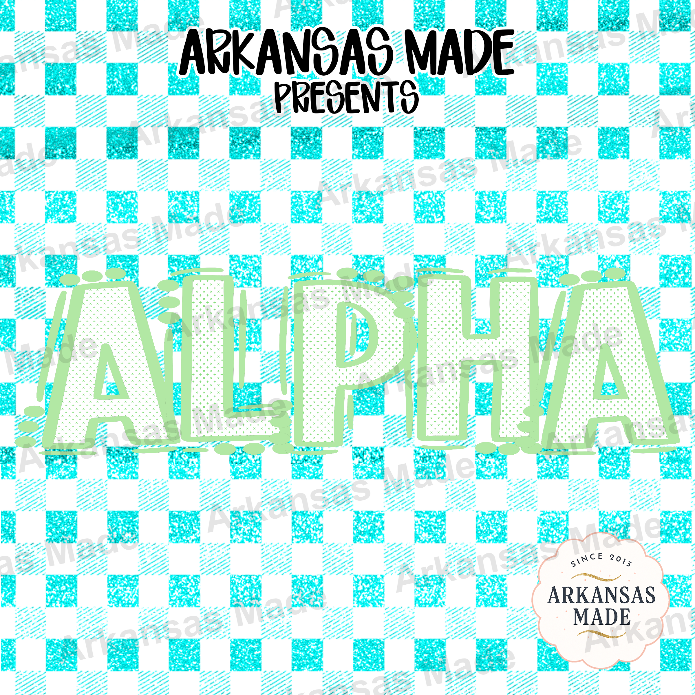 Alpha Sorority Digital Download Alpha Set, Teal Glitter Gingham Greek Life PNG SVG, Bid Day Big Little College Craft File - Image 4
