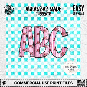 ABC Digital Download | Preppy Floral Teacher Alphabet PNG | Back to School Sublimation Design | Pink Rose Letters Alpha Set