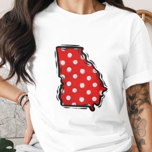 Georgia State Polka Dot PNG, Digital Download Sublimation DTF, Red White GA Outline, Southern Pride, Peach State Art
