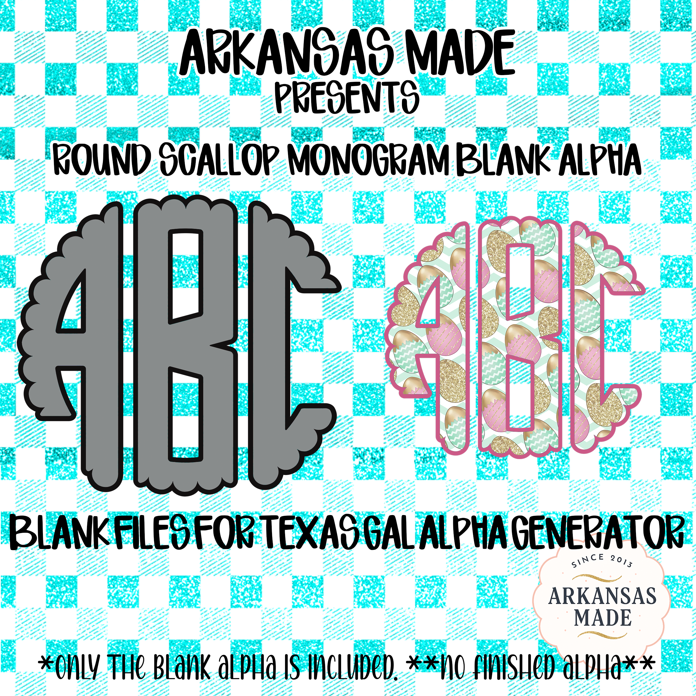 Digital Download Round Scallop Monogram Blank Alpha, Texas Gal Alpha Generator, Custom DIY Design, Instant Crafting Files - Image 2
