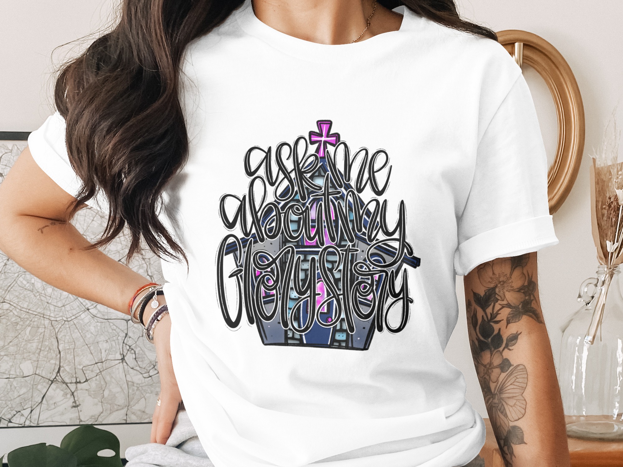 Glory Story Digital Download, Ask Me About My Glory Story SVG PNG, Christian Faith Quote Church Building Inspirational Art