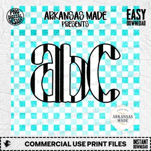 Teal Glitter Gingham Alphabet PNG Digital Download Set | Aqua Buffalo Plaid Letter Clip Art Striped Font DIY Sublimation