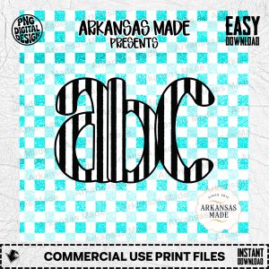 Glitter Teal Checkerboard Striped ABC Digital Download Alpha Set PNG Sublimation Letters | Fun Crafting Alphabet Bundle