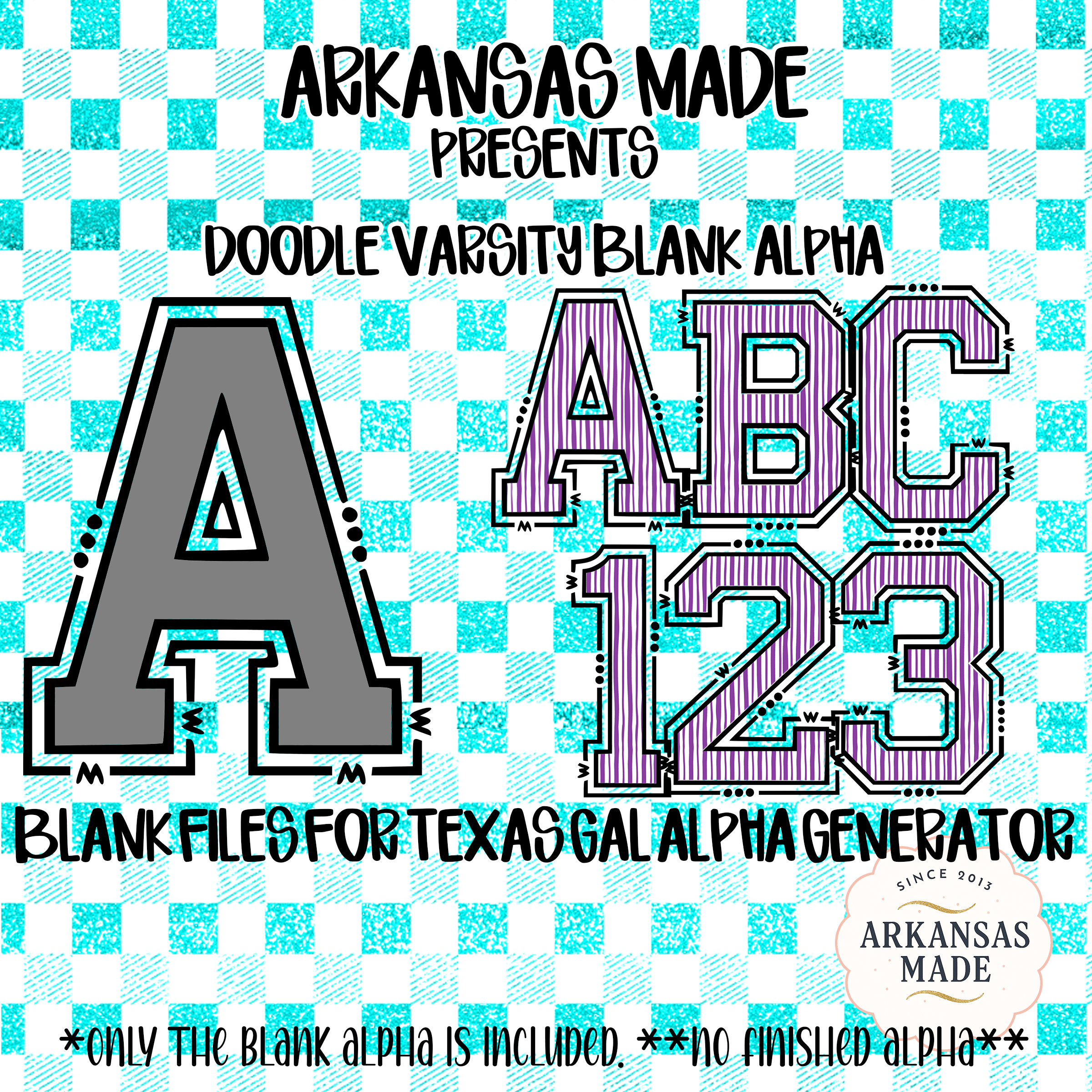 Doodle Varsity Blank Alpha, Digital Download Sublimation, Custom Letter Numbers, SVG PNG Files, DIY Crafting, Texas Gal Alpha Generator - Image 3