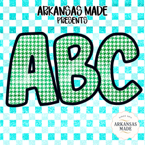 Digital Green Houndstooth Alphabet, Full A-Z Alpha PNGs, Distressed Letter Sublimation and DTF Bundle, Instant Download