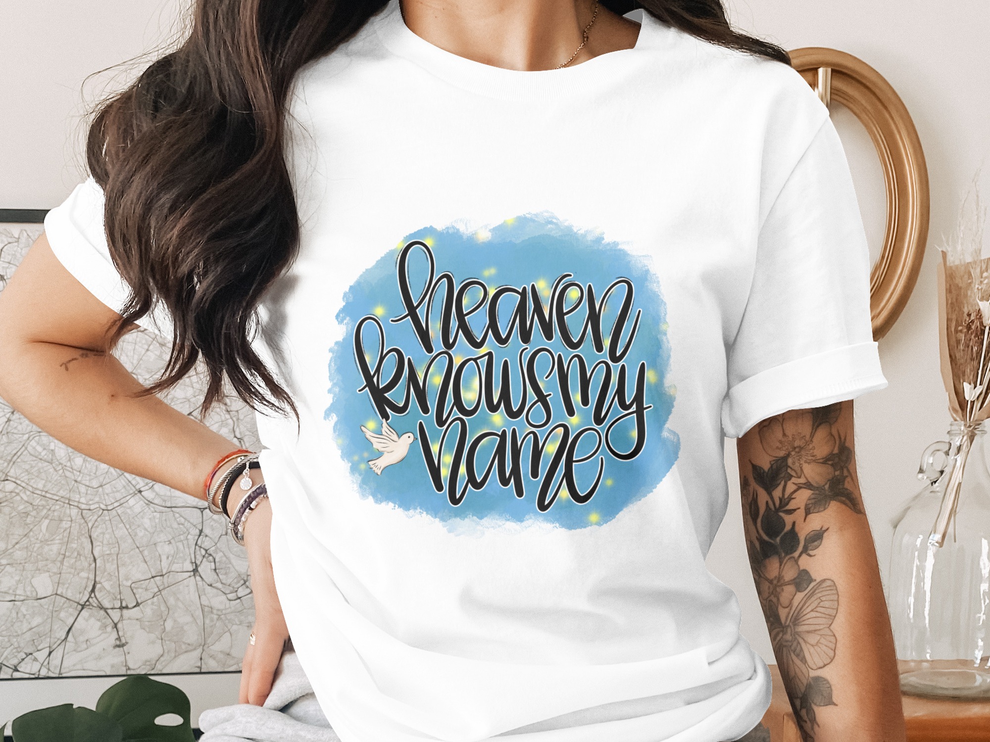 Heaven Knows My Name Digital Print | Christian Faith SVG | Inspirational Quote Art | Memorial Gift | Religious Dove PNG Download