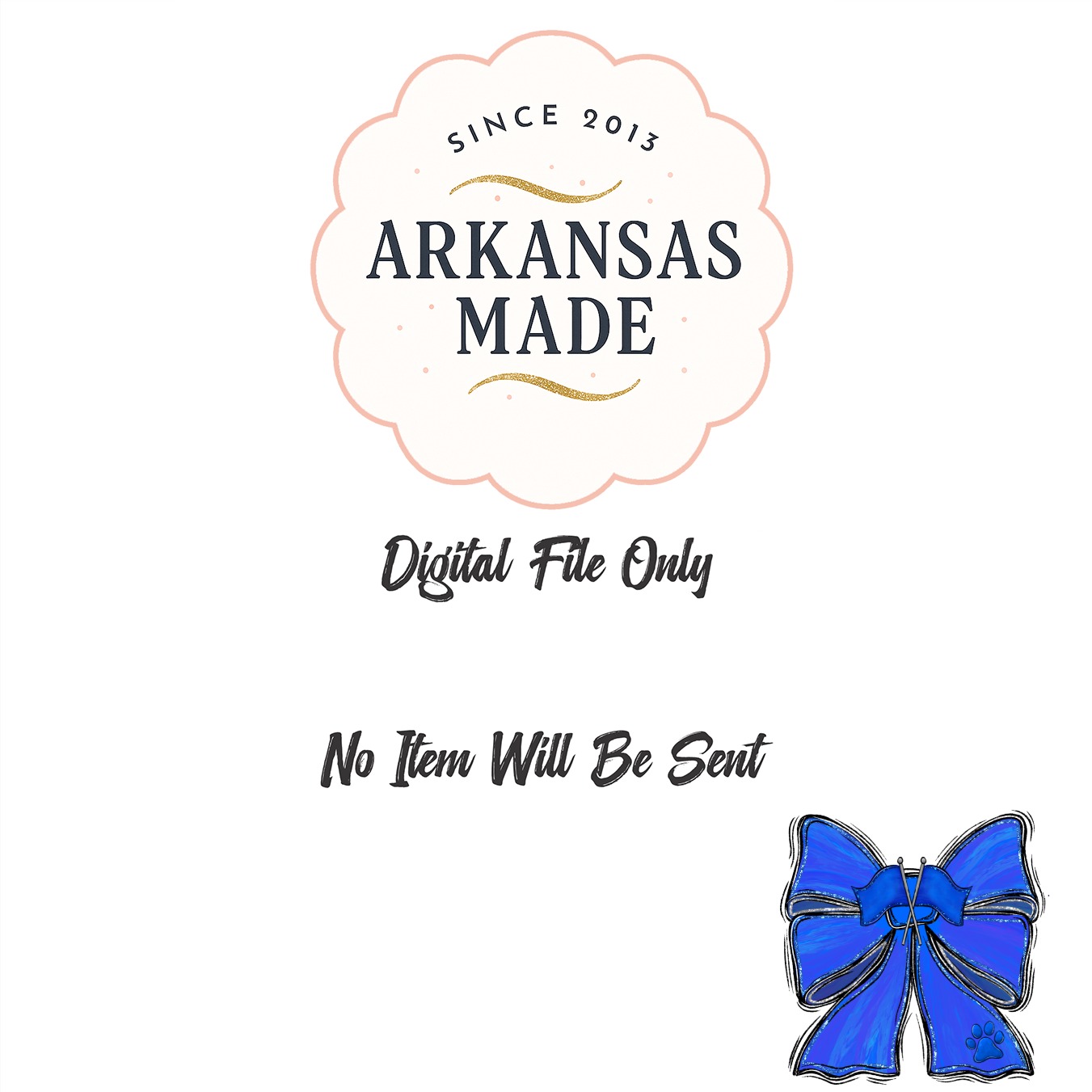 Blue Glitter Bow Digital Download, Paw Print Cheer Bow Sublimation PNG, Team Spirit DTF Design, School Sports Mascot Graphic, Flags - Image 3
