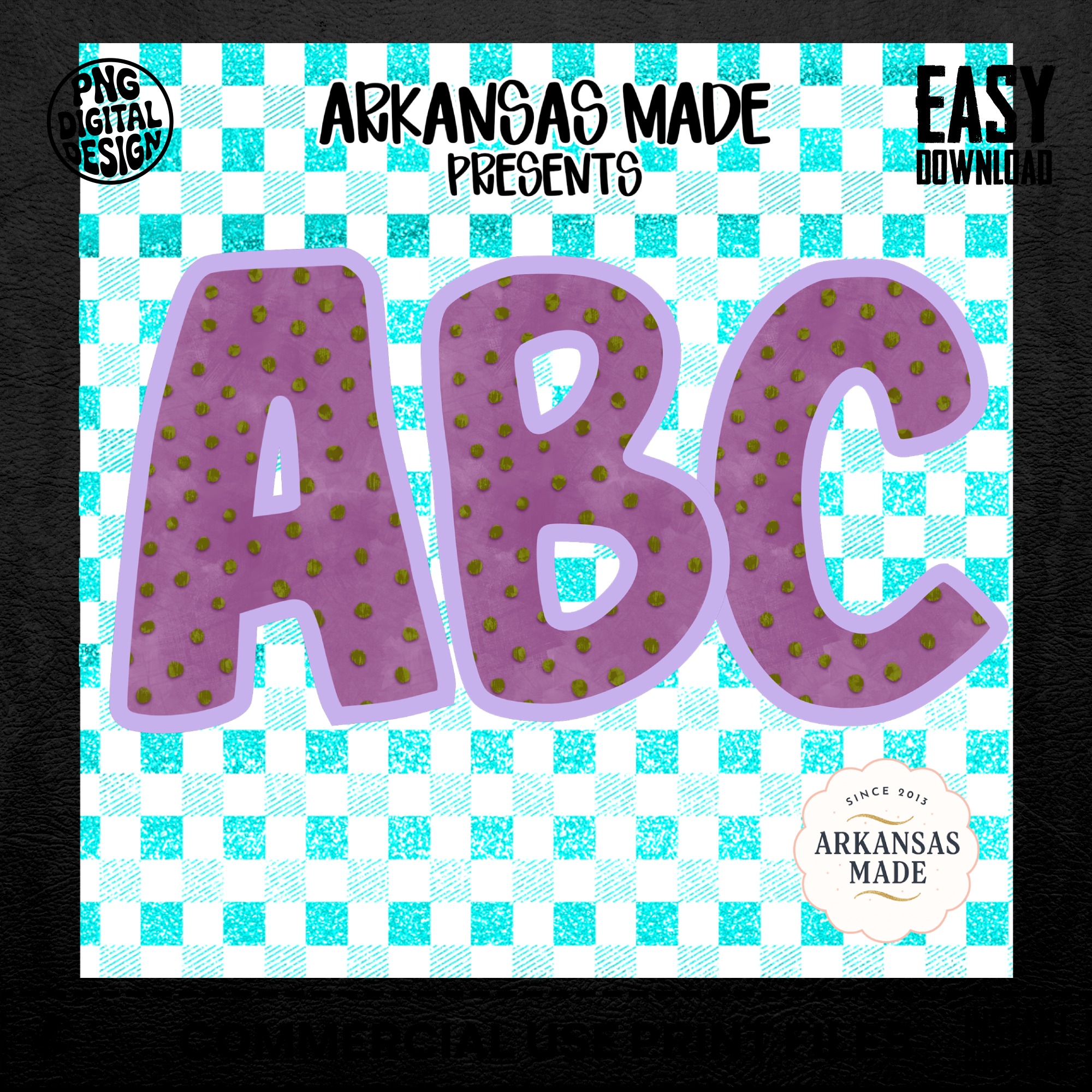 Purple Polka Dot ABC Letters Digital, Gingham Checkered Alphabet PNG Bundle, Sublimation DTF Full A-Z Alpha Download, Craft Design File - Image 5
