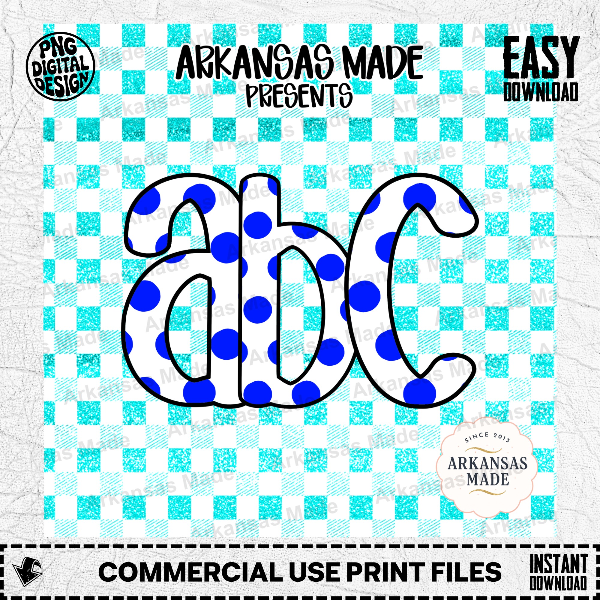 Blue Polka Dot Alphabet Digital Download Alpha Set - Fun Letters PNG, ABC Clipart Bundle, Nursery Decor, Craft Supplies