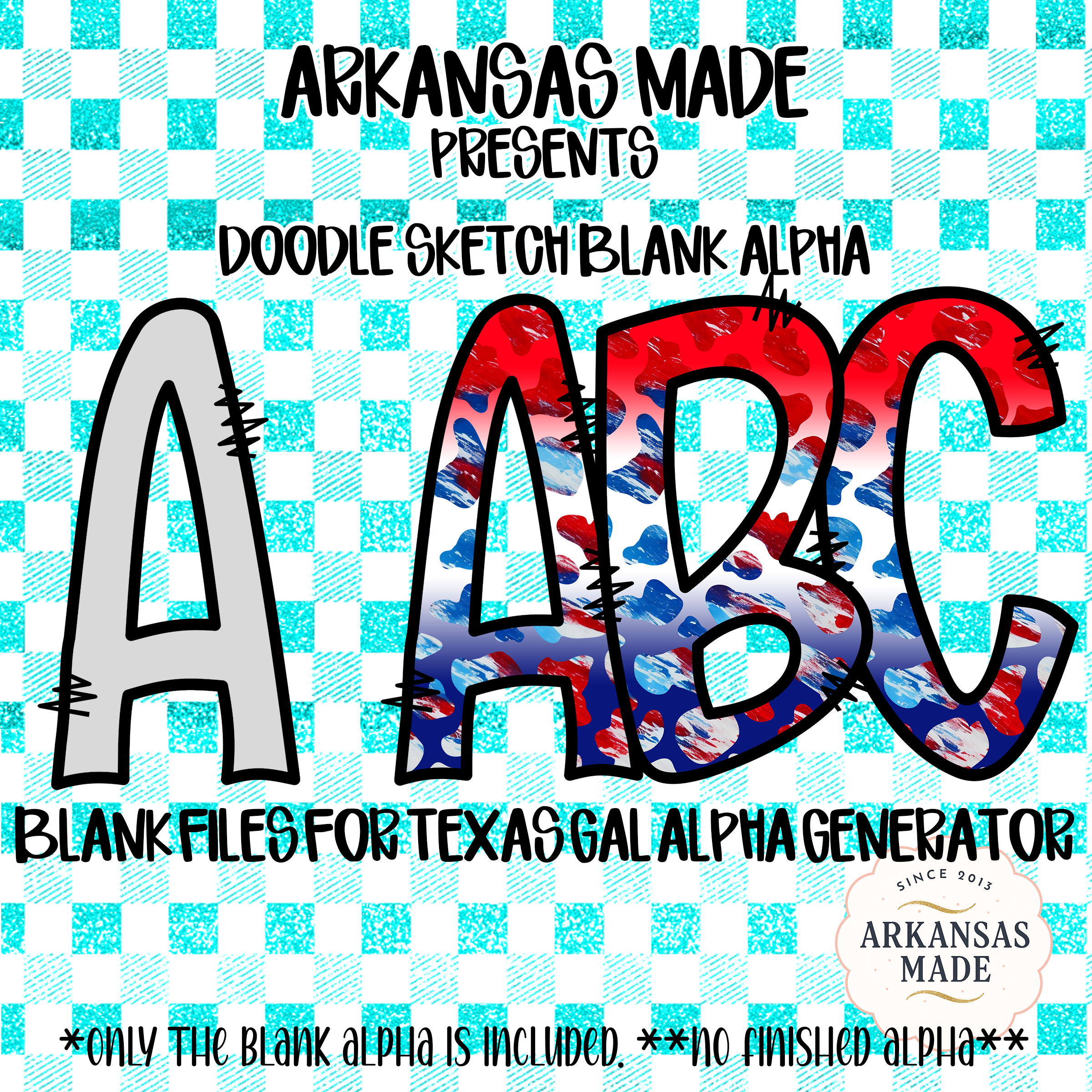 Doodle Sketch Blank Alpha Digital Download, Sublimation Ready Letters, Custom Texas Gal Alpha Generator Files, DIY Alphabet Design - Image 3