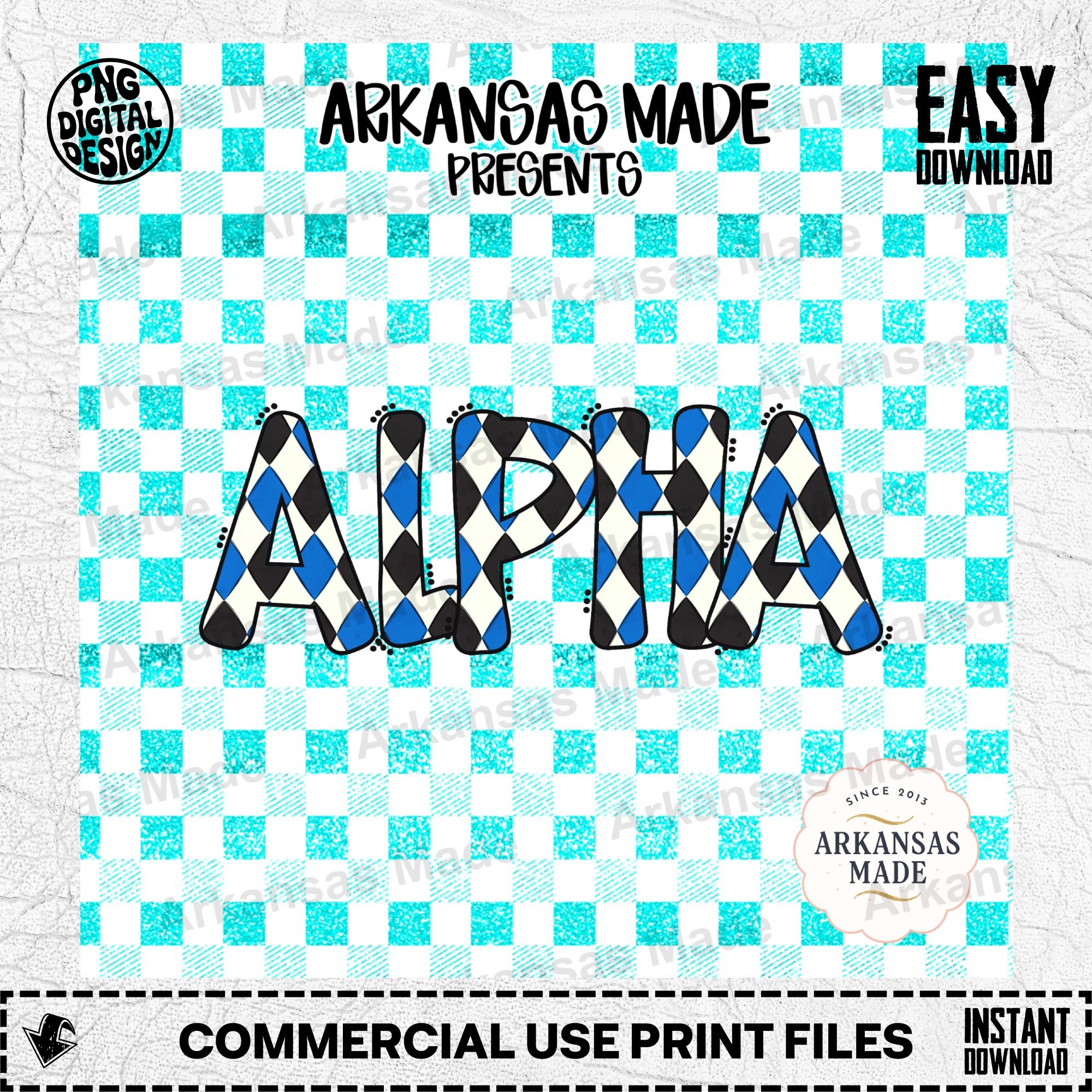 Digital Download Alpha Set Blue Black Argyle PNG, Greek Letter Sublimation, Sorority Alpha Font, College Alpha Varsity Letters, Instant