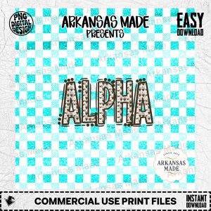 Highland Cow Butterfly Alpha Set | Teal Glitter Buffalo Plaid Letters | Rustic Farmhouse PNG Font Download | Western Style Digital Alphabet