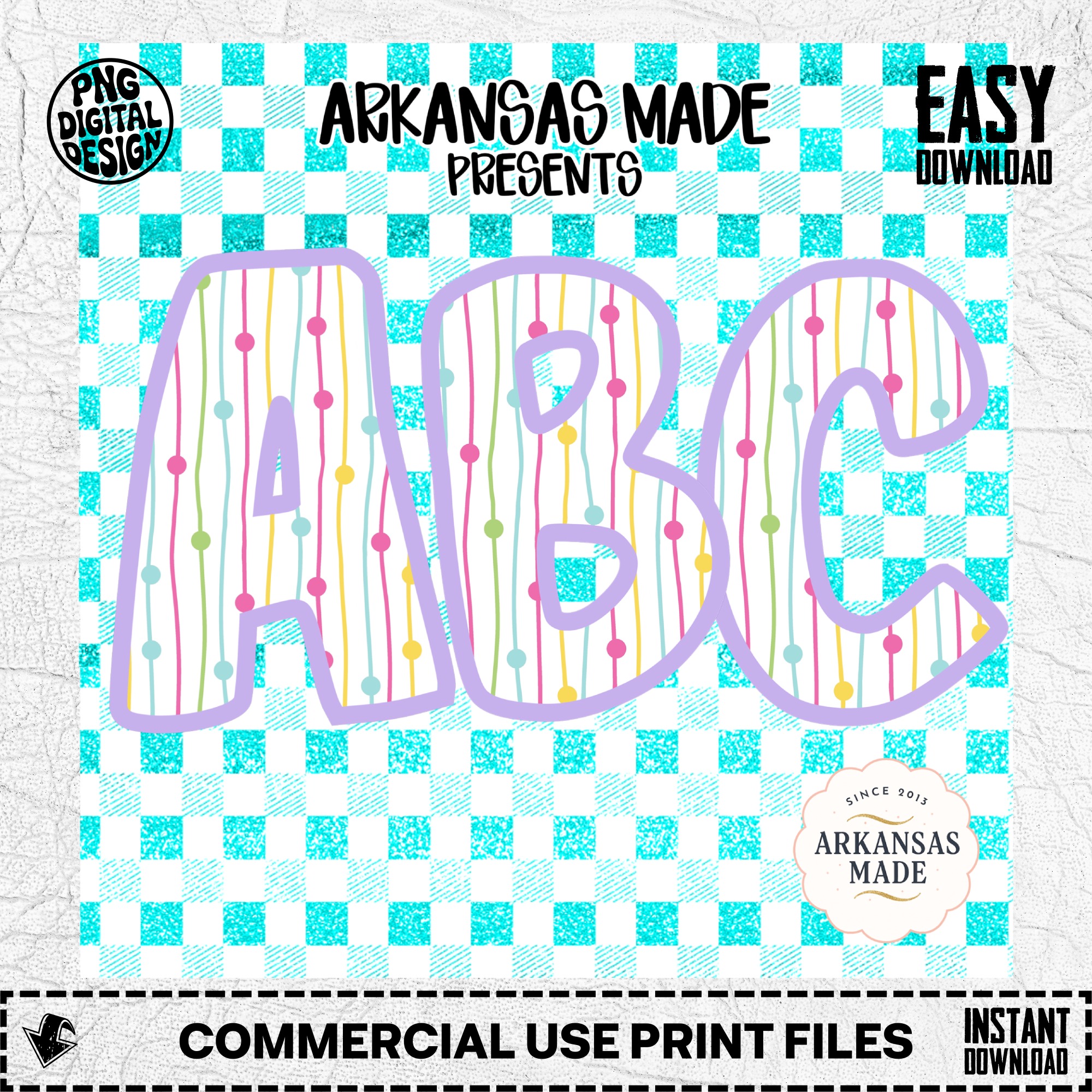 Digital, Digital Download Full A-Z Alpha, Sublimation DTF PNGs, Pastel Striped ABC Letters, Gingham Glitter Alphabet, Kids Design, Nursery - Image 2