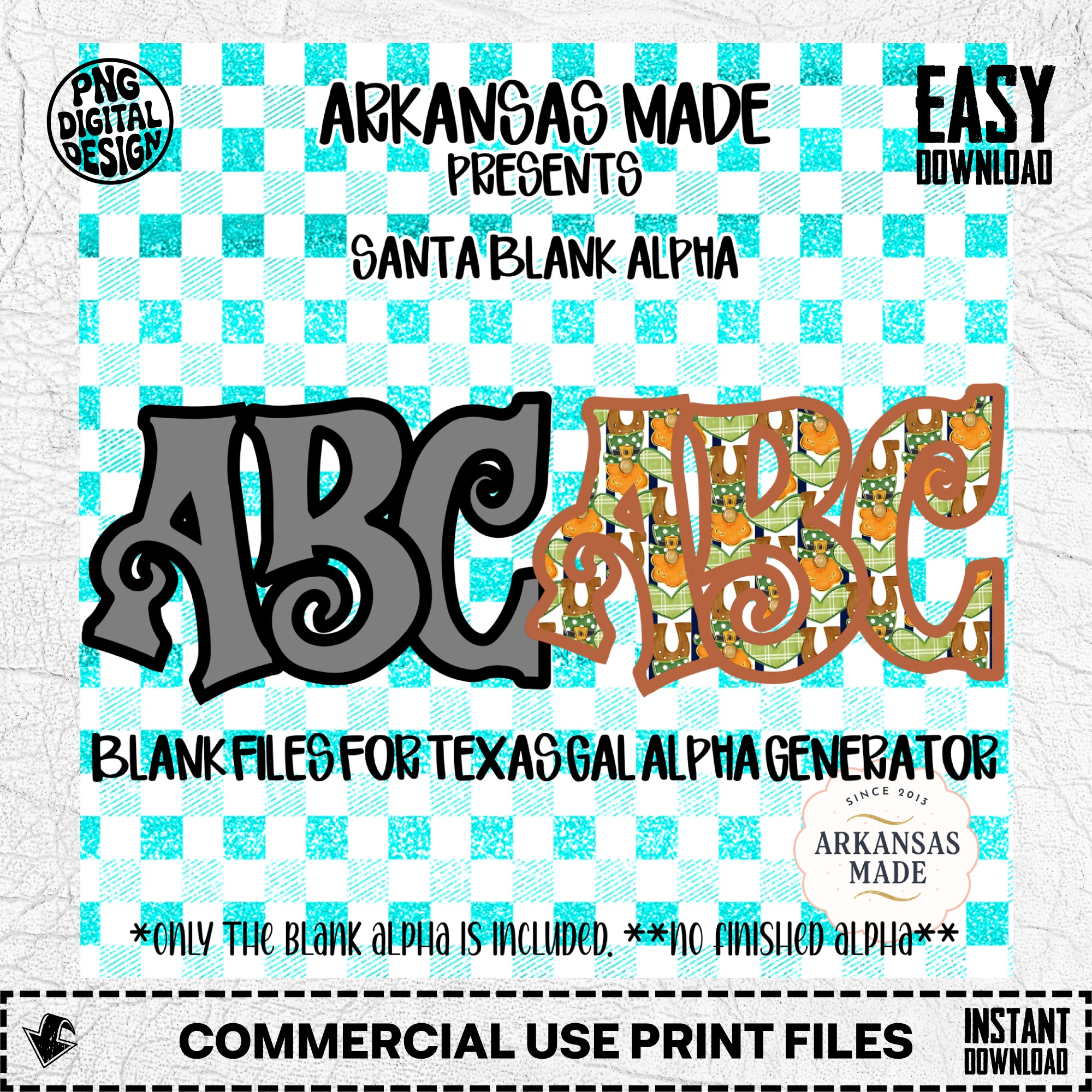 Santa Blank Alpha Digital Download, Sublimation DTF PNG, Texas Gal Generator Ready Letters, DIY Christmas Alphabet Files
