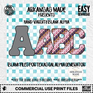 Digital Download Sublimation Blank Alpha, Hand Varsity Letter Outline, Texas Gal Generator File, Customizable College Alphabet, PNG SVG