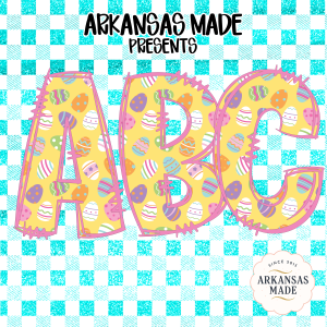 Easter ABC Alphabet Digital Download, Full A-Z Alpha Sublimation DTF PNGs, Spring Eggs Letters Bundle, Glitter Checkered Design