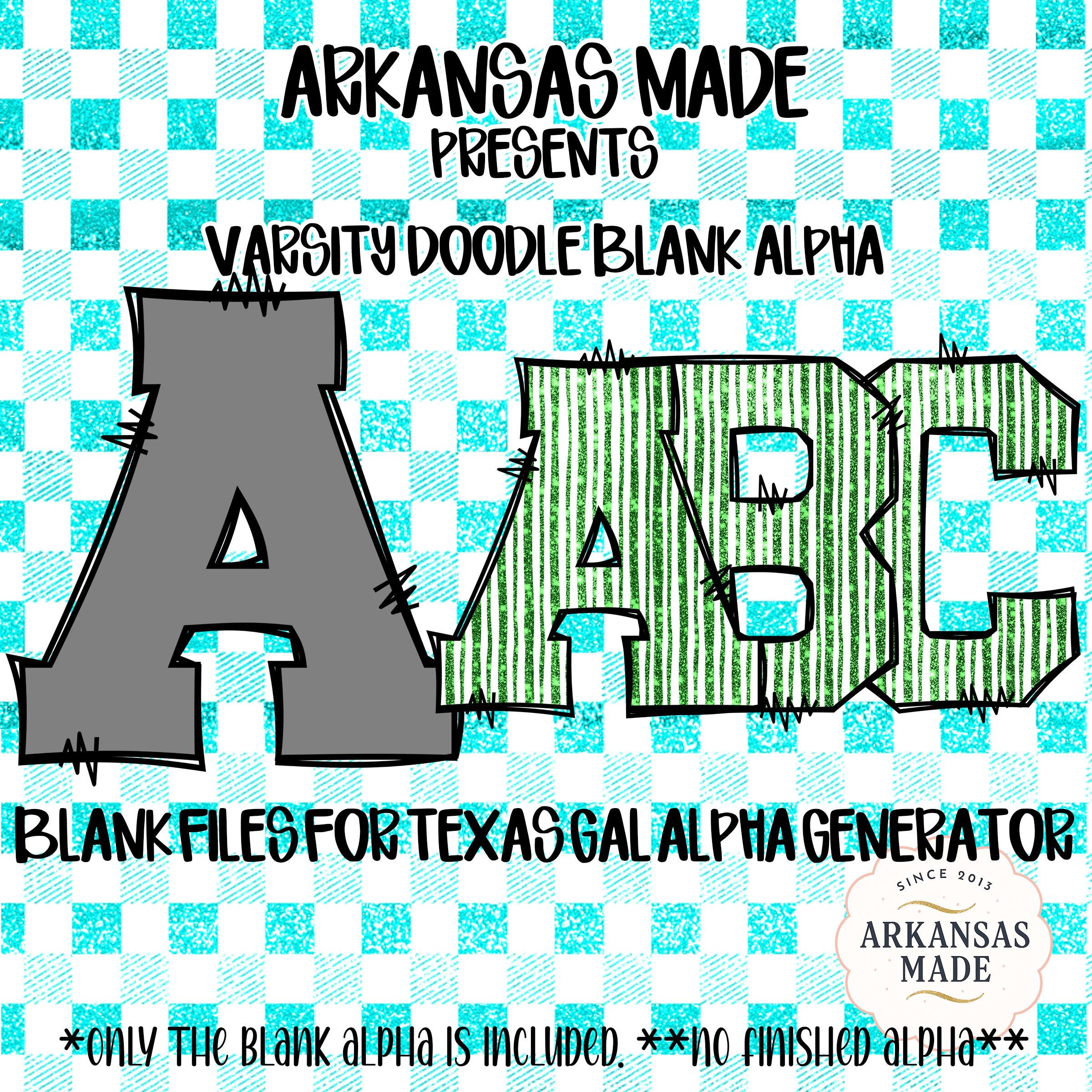 Varsity Doodle Blank Alpha, Digital Download Sublimation Files, Texas Gal Alpha Generator Compatible, Instant Download, DIY Designs - Image 3
