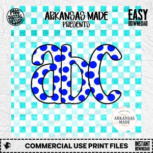 Blue Polka Dot Alphabet Digital Download Alpha Set, Lowercase Letters PNG, Sublimation Design Files, Preppy Craft Supply, Custom Monogram