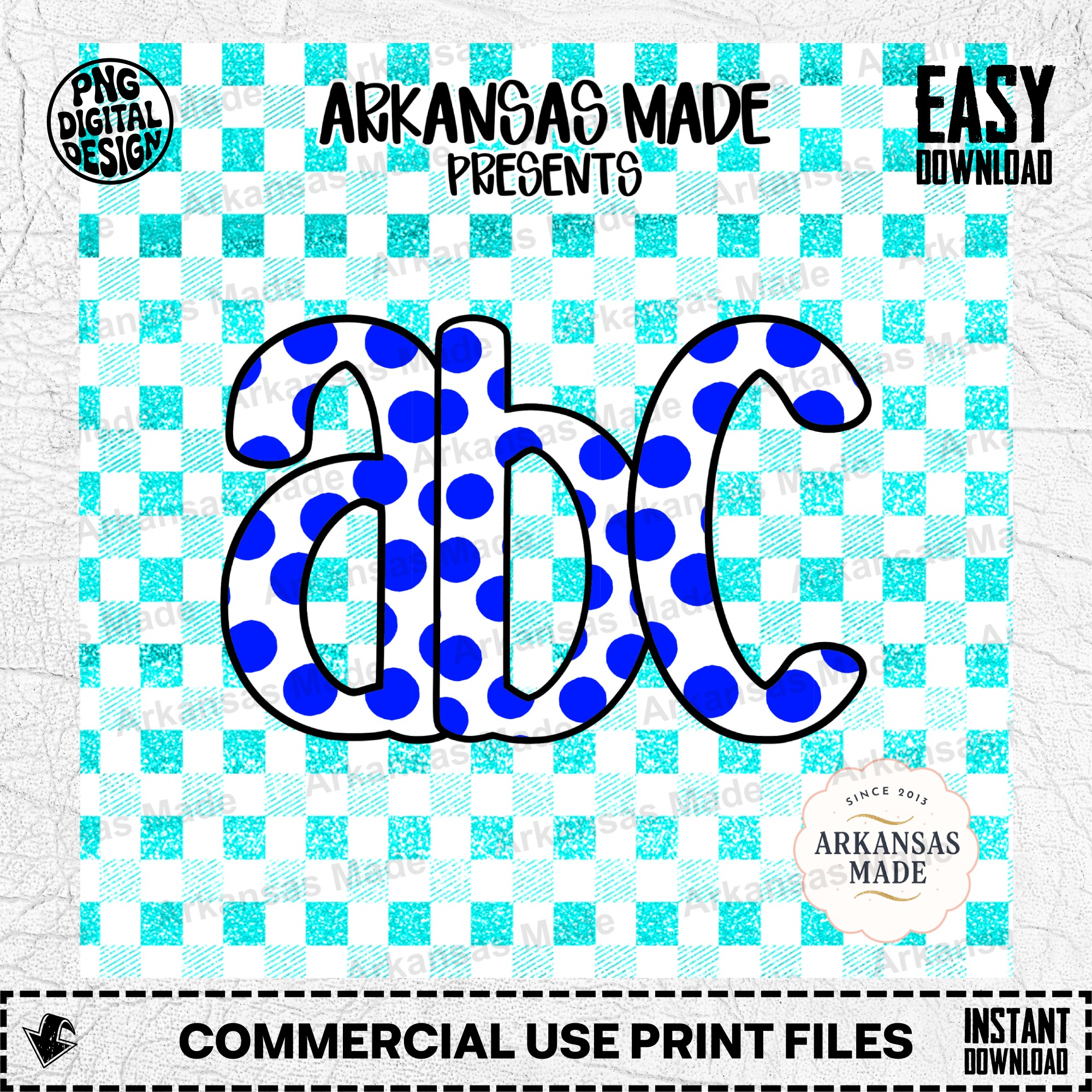 Blue Polka Dot Alphabet Digital Download Alpha Set, Lowercase Letters PNG, Sublimation Design Files, Preppy Craft Supply, Custom Monogram