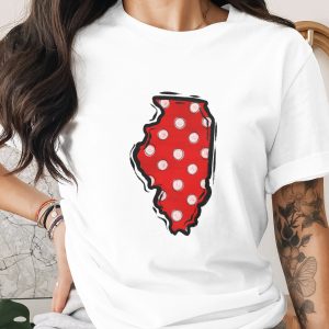 Illinois Map PNG Polka Dot, Red White Grunge Digital Download Sublimation DTF, State Outline Art, Grungy Illinois Home State Pride Graphic