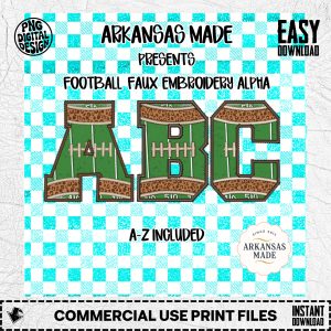 Football Faux Embroidery Alphabet SVG PNG, Leopard Print Sports Letters Digital Download, Team Spirit Varsity Font, Game Day Sublimation