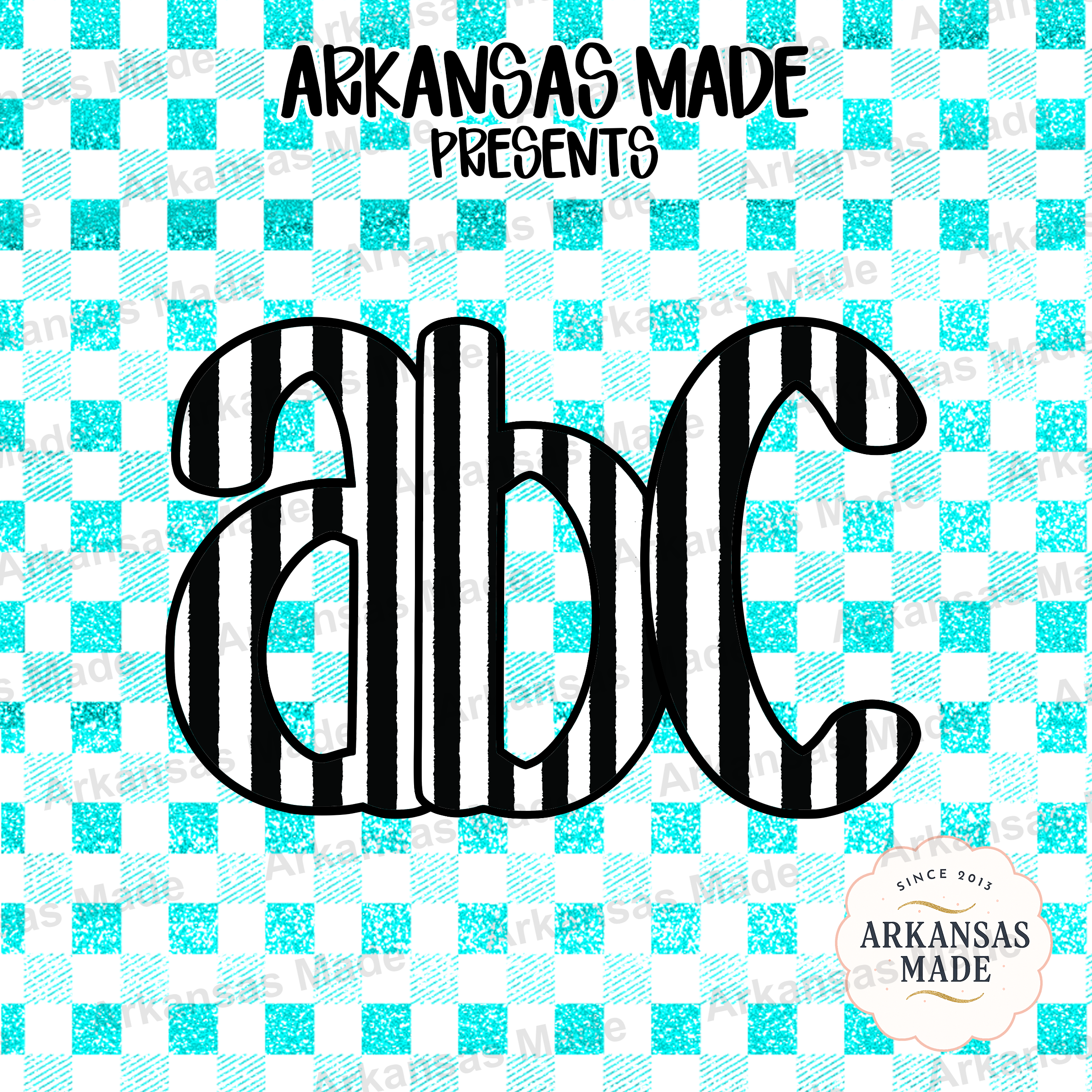 Glitter Teal Checkerboard Striped ABC Digital Download Alpha Set PNG Sublimation Letters | Fun Crafting Alphabet Bundle - Image 4