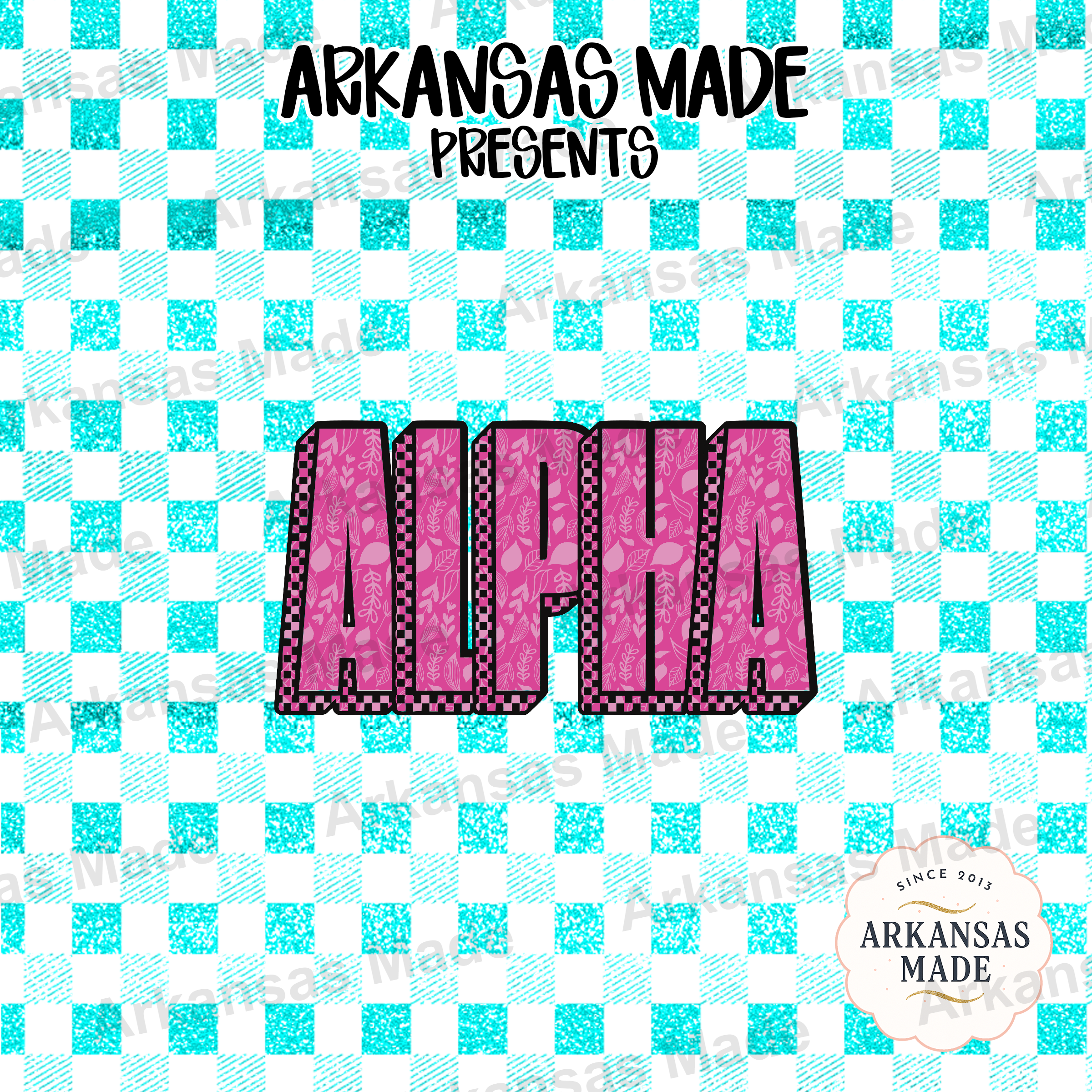 Pink Floral Glitter Gingham Digital Alpha Set | Sorority Letter PNG Download | Aesthetic Chunky Alphabet for Crafts & DIY - Image 4