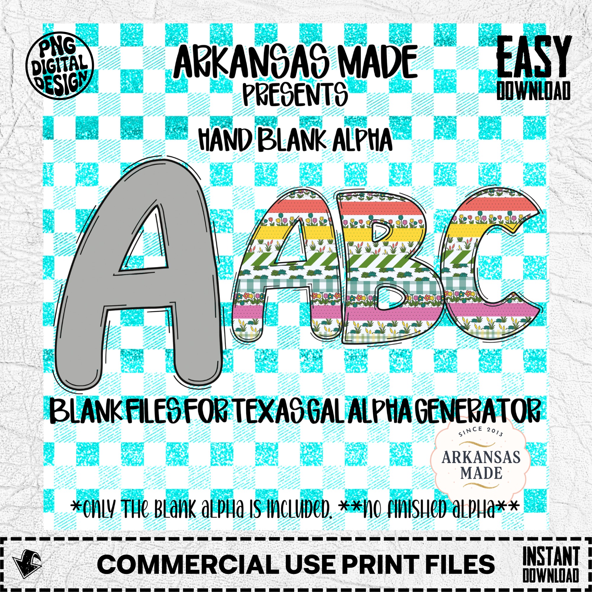 Hand Blank Alpha PNG Digital Download, Texas Gal Alpha Generator Files, Customizable Outline Letters, Sketchy Alphabet Clipart, DIY Crafting - Image 2