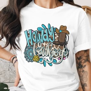 Howdy Cowboys PNG, Western Sublimation Design, Digital Download, Cowboy Boots Hat, Cow Print Rodeo DTF, Country Girl Graphic Art