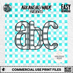 Teal Gray Faux Glitter Plaid Alpha Set Digital Download - PNG SVG Letters Font for Cricut Sublimation Crafts