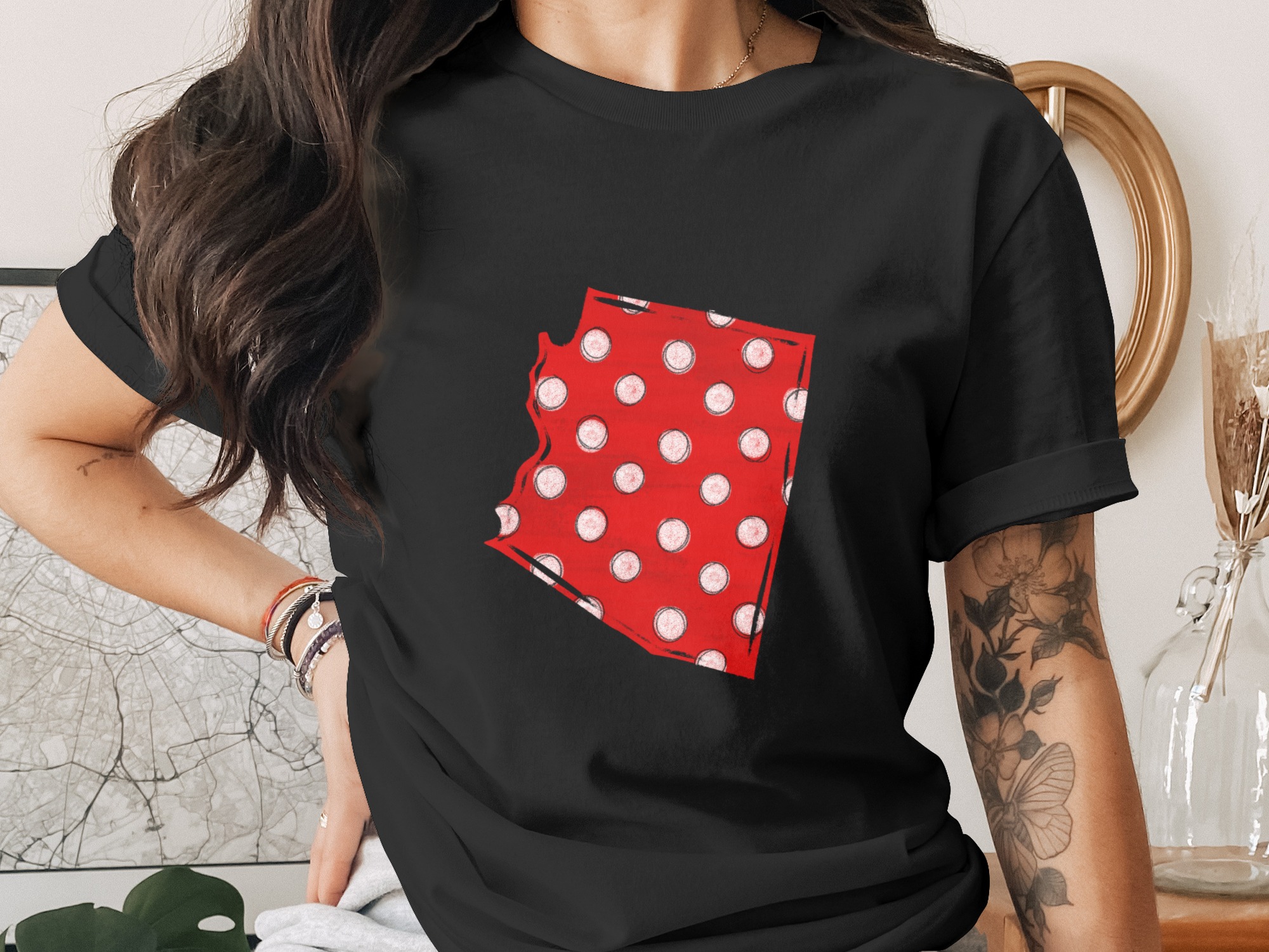 Arizona Polka Dot PNG, Red White Distressed State Map Digital Download, Southwestern Sublimation DTF File, USA State Outline Art - Image 2