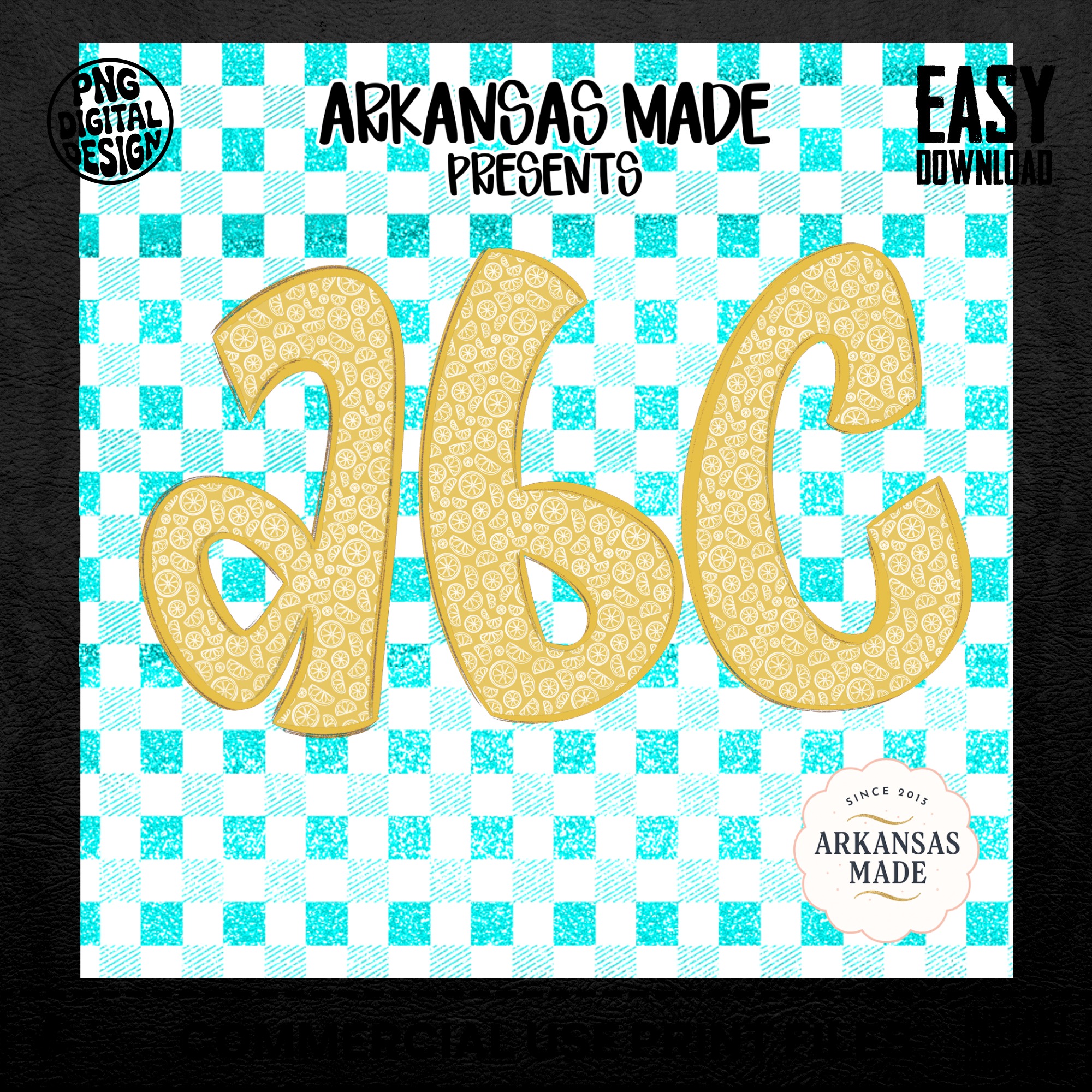 Digital Download Full A-Z Alpha, Citrus Lemon Lime ABC Letters PNGs, Summer Gingham Alphabet, Sublimation DTF File, Digital Font Art - Image 5