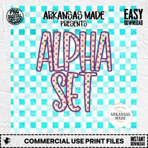 Polka Dot Alpha Set Digital Download, Faux Gold Glitter Letter Font, Teal Buffalo Plaid PNG for Sublimation, Crafter Alpha Pack, Instant