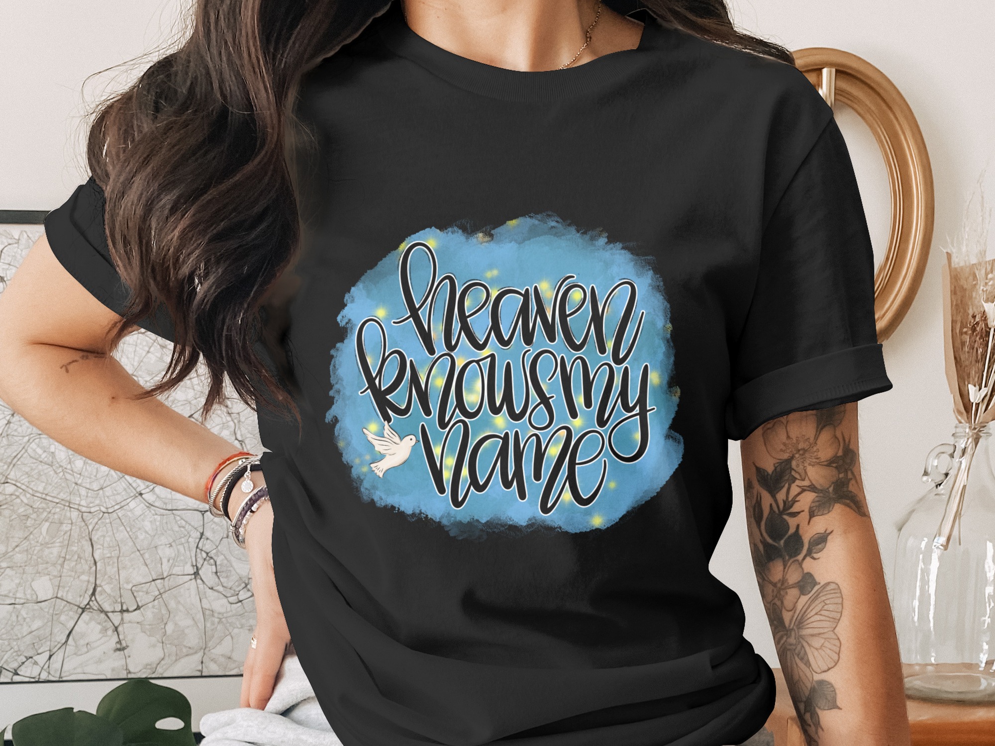 Heaven Knows My Name Digital Print | Christian Faith SVG | Inspirational Quote Art | Memorial Gift | Religious Dove PNG Download - Image 2