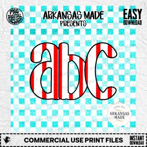 Red Stripe Alphabet Digital Download Alpha Set | Preppy Striped Letters SVG PNG | Varsity Font Clipart Graphics | Instant Download