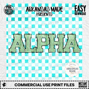 ALPHA Digital Download Alpha Set | Sorority Lettering PNG | Glitter Collegiate Font Greek Life Sublimation Design | Checkered Background SVG