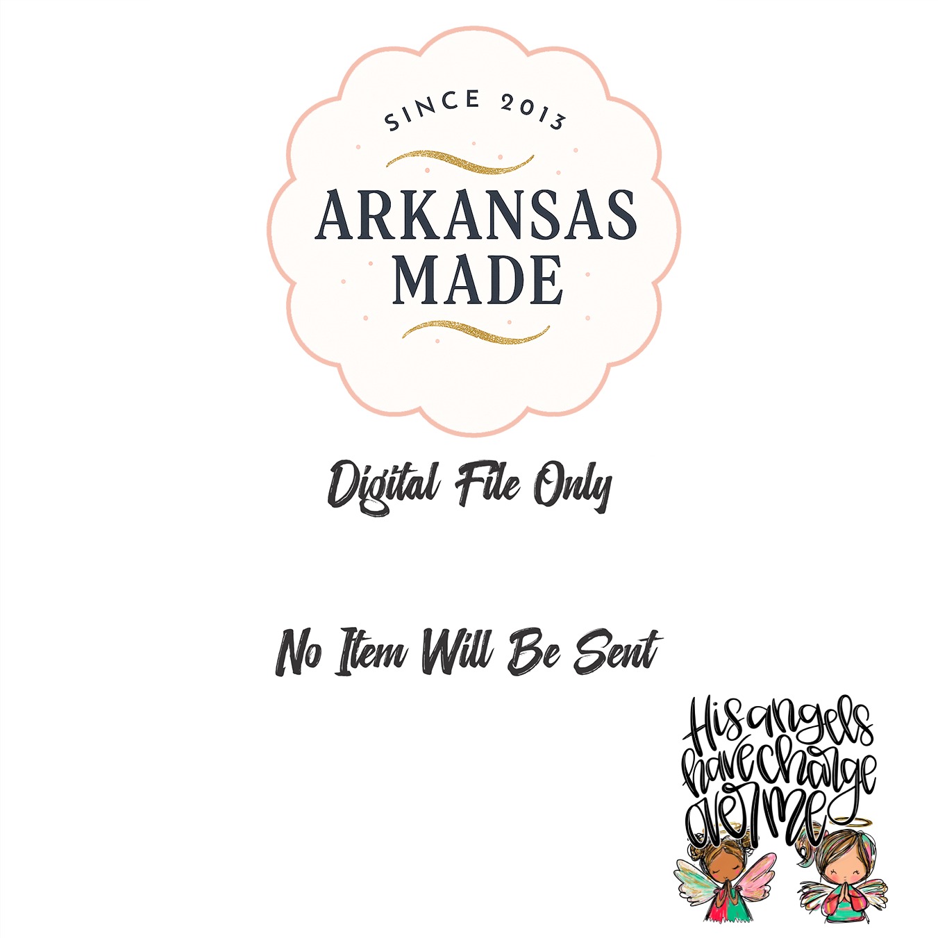 His Angels Have Charge Over Me Digital Download - Christian Quote Art, Cute Angel Girls PNG, Religious Nursery Decor, Scripture Faith Gift - Image 3