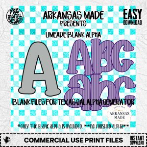 Limeade Blank Alpha Digital Download, Sublimation Blank Template, Texas Gal Alpha Generator File, DIY Custom Letters, Full Alphabet PNG Set
