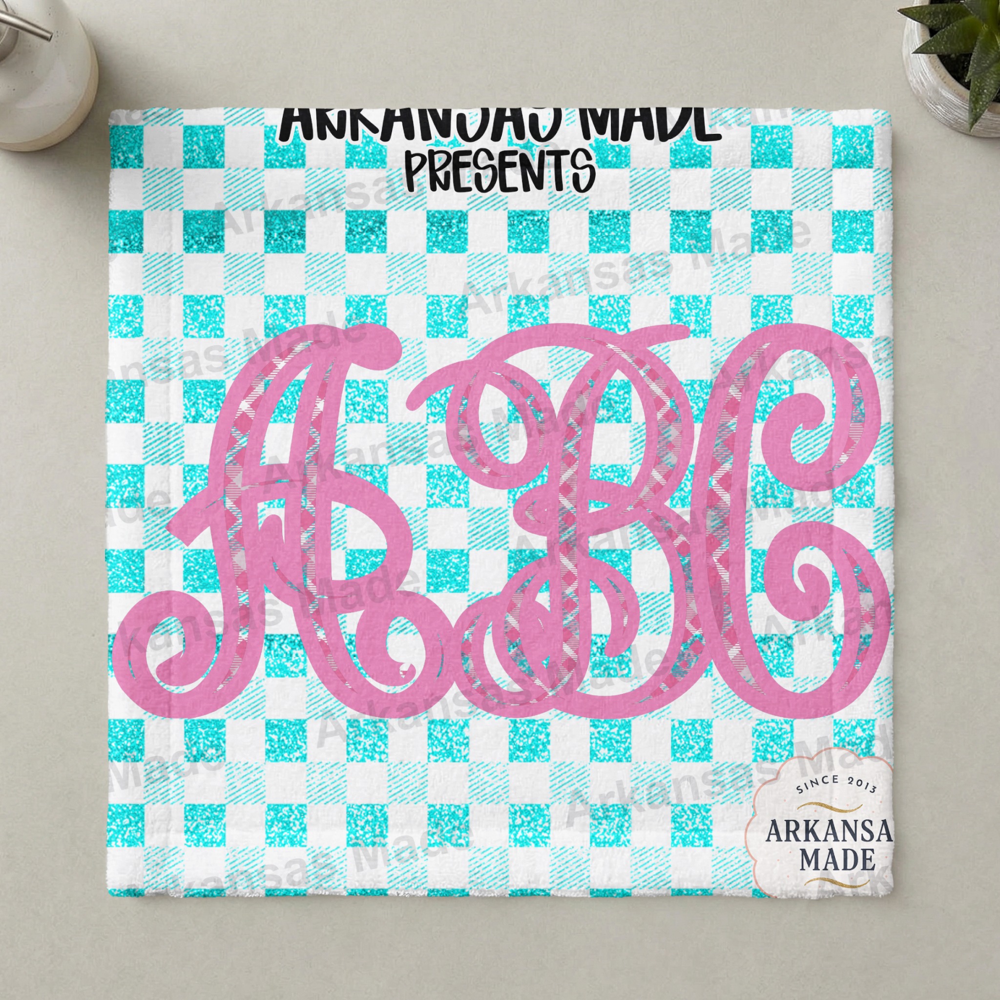 Pink Plaid Glitter Monogram Alpha Set Digital Download, Script Font Letters SVG PNG, Personalized Initials Design Bundle - Image 3