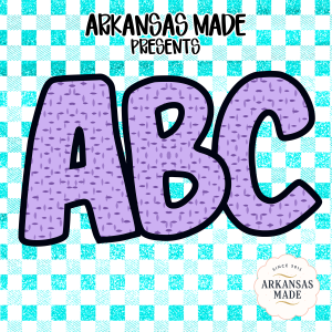 Digital, Digital Download Full A-Z Alpha, Sublimation DTF PNGs, Lavender Textured ABC Alphabet, Turquoise Gingham Checkered Design, Crafting