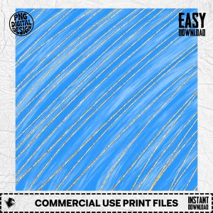Blue Gold Glitter Stripes Digital Paper, Elegant Sparkle Pattern PNG, Shimmer Scrapbook Background, Instant Digital Download, Craft Supply