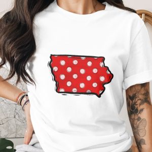 Iowa Polka Dot Map Digital Download, Red White State Outline Sublimation PNG, Distressed Grunge DTF File, US State Pride Artwork