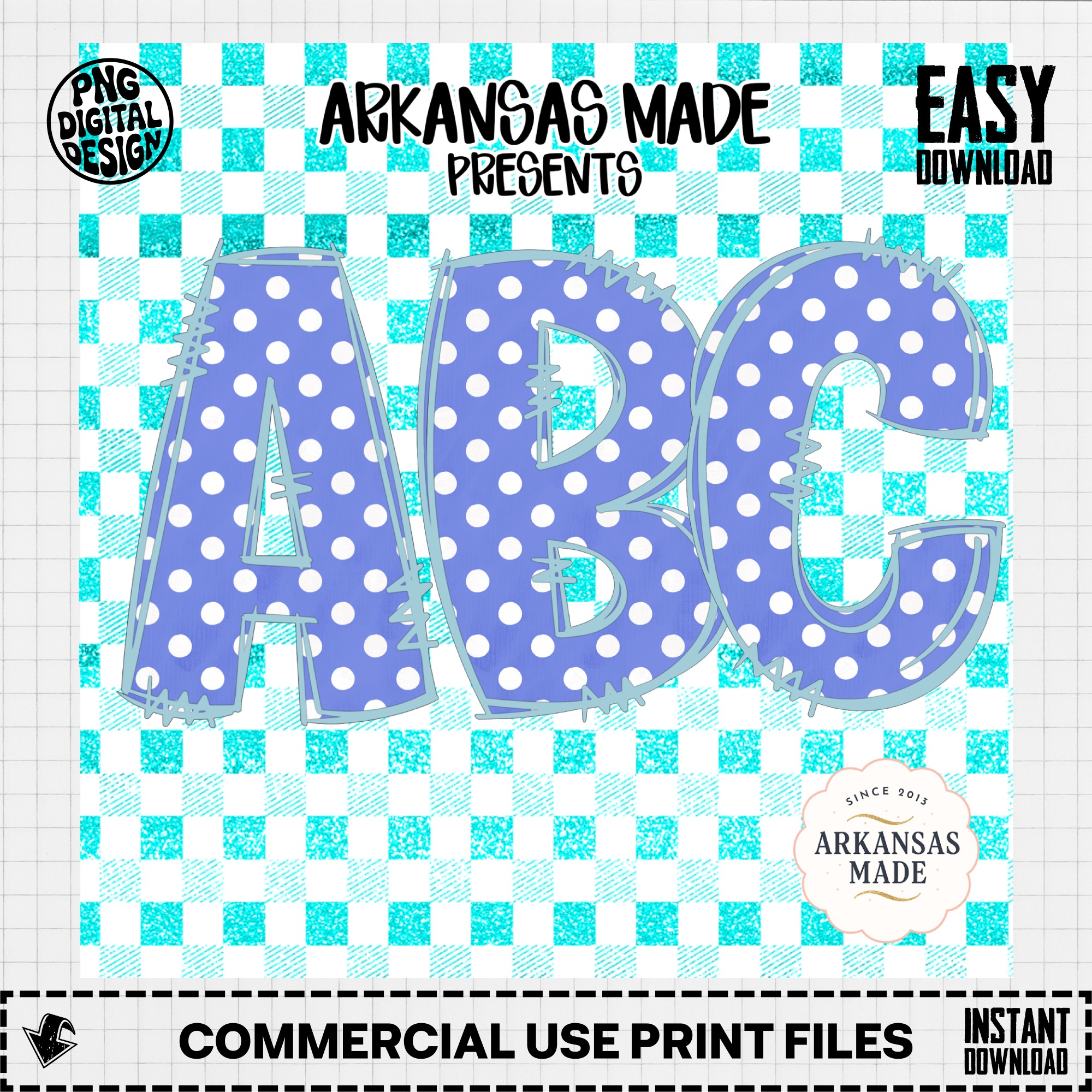 Digital Download Full A-Z Alphabet, Purple Polka Dot Sublimation PNGs, Stitched Applique DTF Alpha Pack, Cute Kids Letters, Nursery Decor - Image 3
