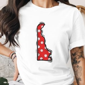 Delaware Polka Dot PNG, Red White Dots State Outline Digital Download, USA Map Art, Sublimation DTF Print, Instant Graphic