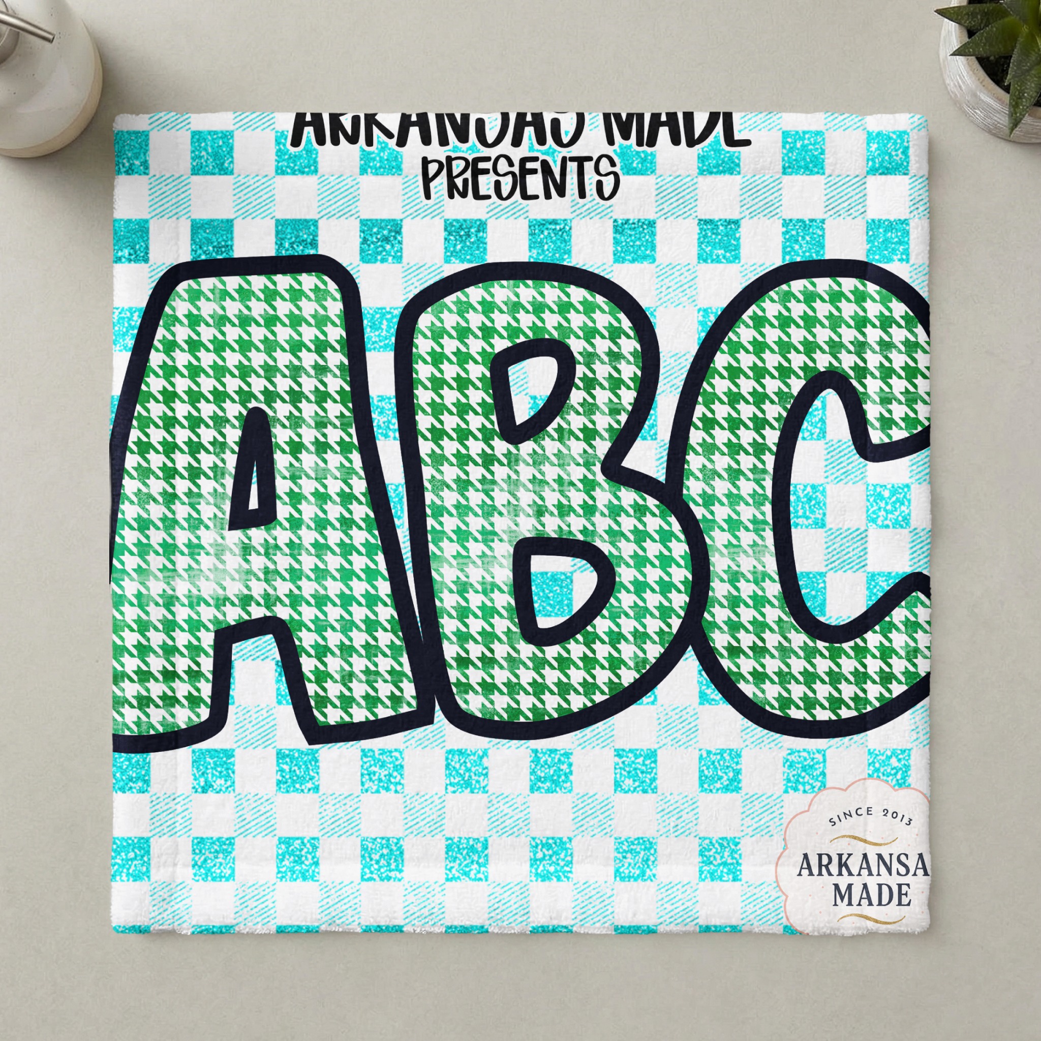 Digital Green Houndstooth Alphabet, Full A-Z Alpha PNGs, Distressed Letter Sublimation and DTF Bundle, Instant Download - Image 6