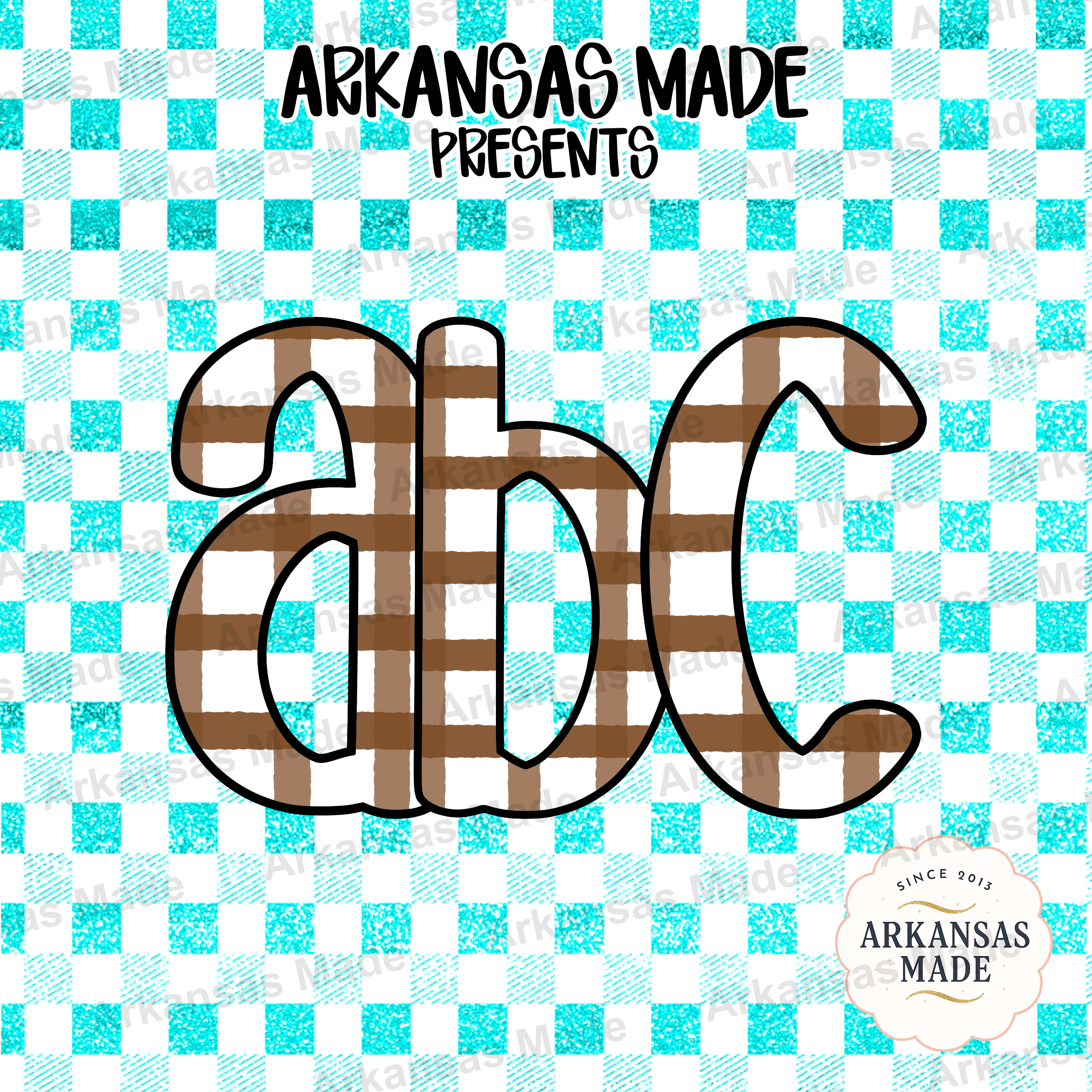 Plaid abc Digital Download Alpha Set, Brown Buffalo Plaid Letters, Teal Glitter png Font, Rustic School Clipart, Teacher Gift diy - Image 4