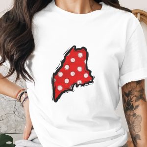 Maine State Map Polka Dot Digital Download, Red White Polkadot Maine Outline PNG, Distressed Map Sublimation DTF Print