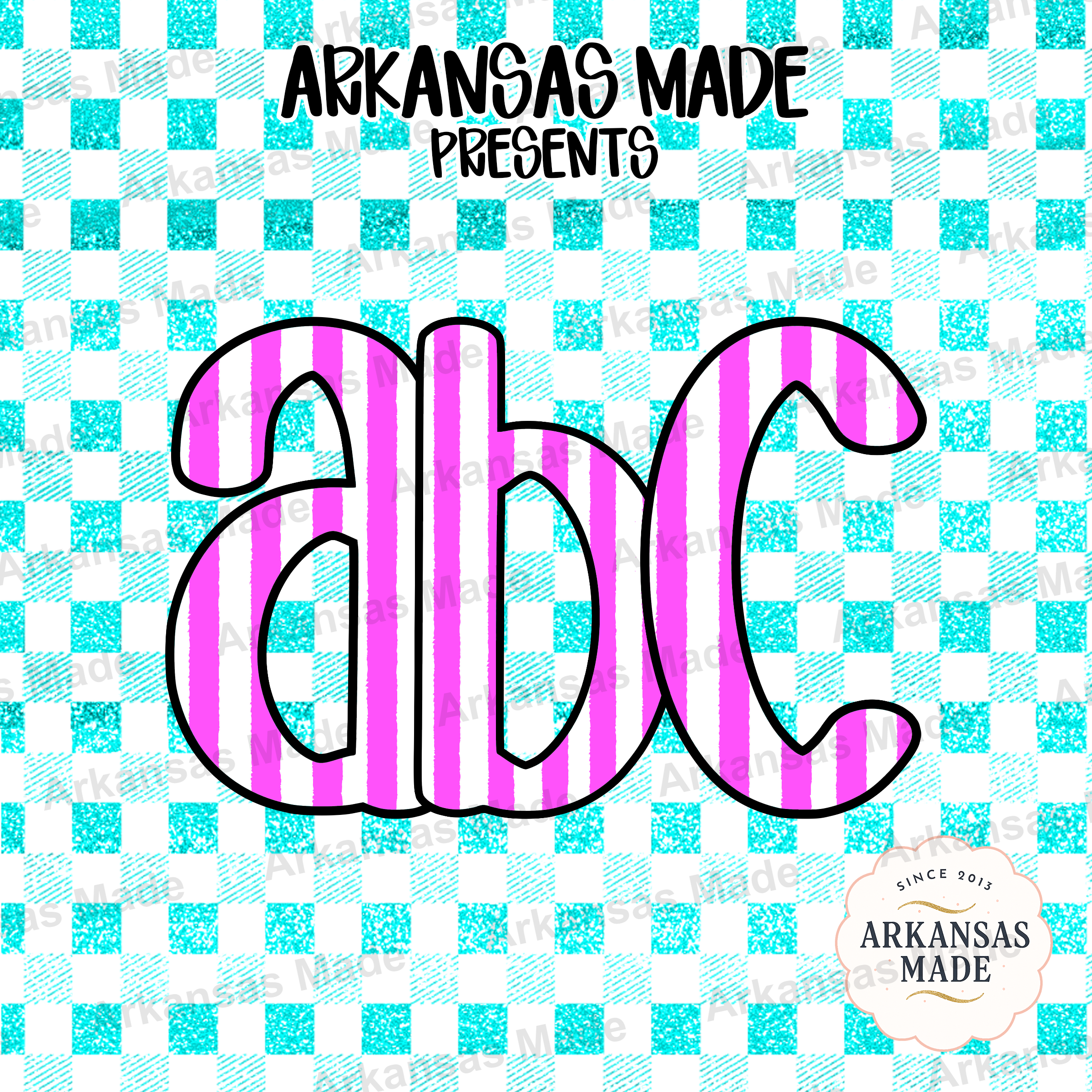 Pink Striped Letters Digital Download Alpha Set, Y2K Alphabet Clipart, Faux Glitter Gingham PNG, Preppy Retro Monogram Creator - Image 4