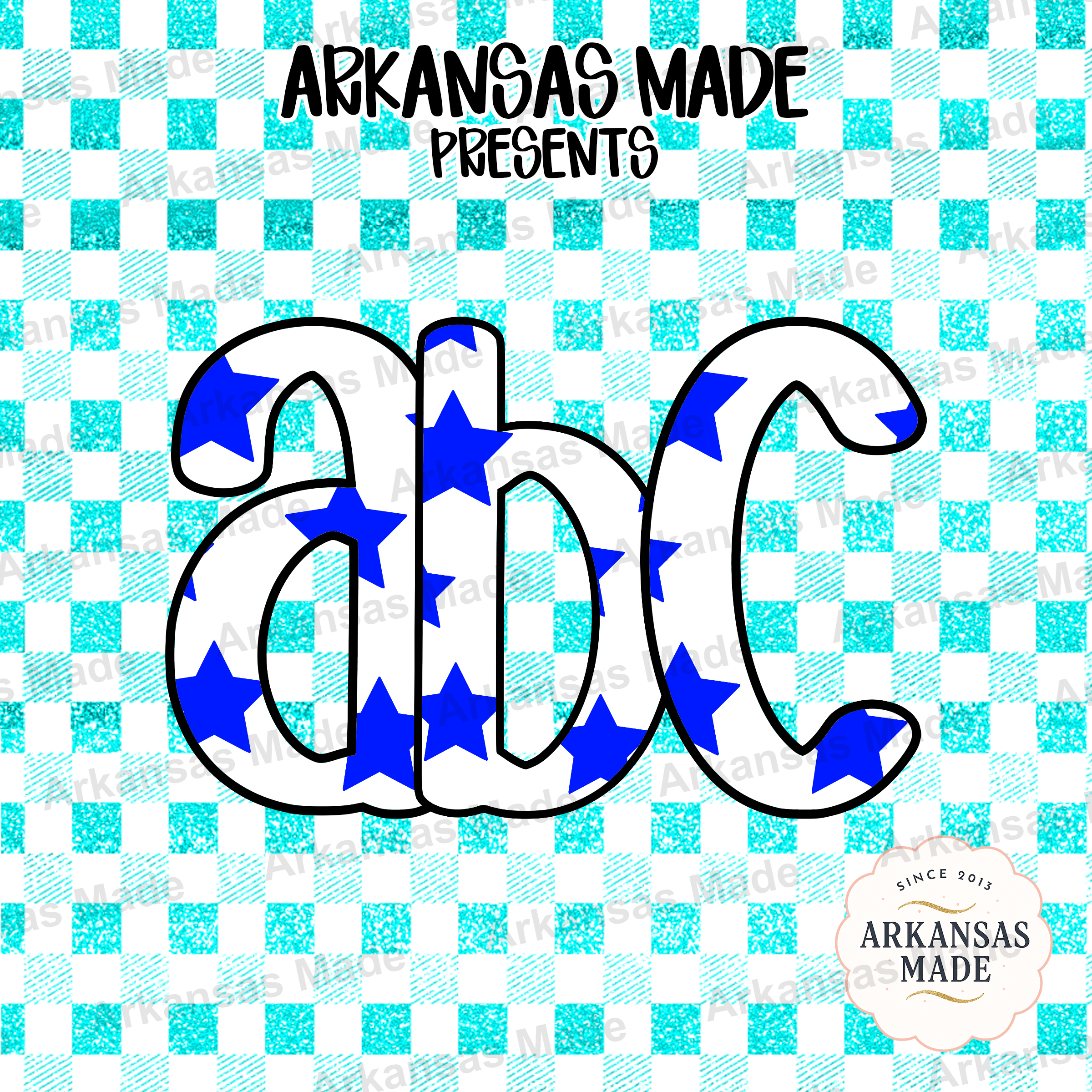 Patriotic Blue Star Alpha Set | Faux Glitter Plaid Letters Digital Download Alphabet SVG PNG for Cricut & Sublimation - Image 4