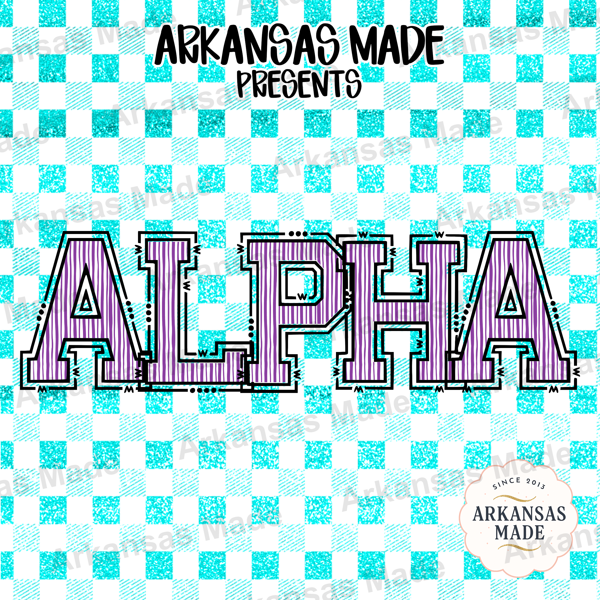 Alpha Digital Download Varsity Letters PNG, Sorority Alpha Set, Collegiate Font, Glitter Checkered Alphabet Digital Download Alpha Set - Image 4